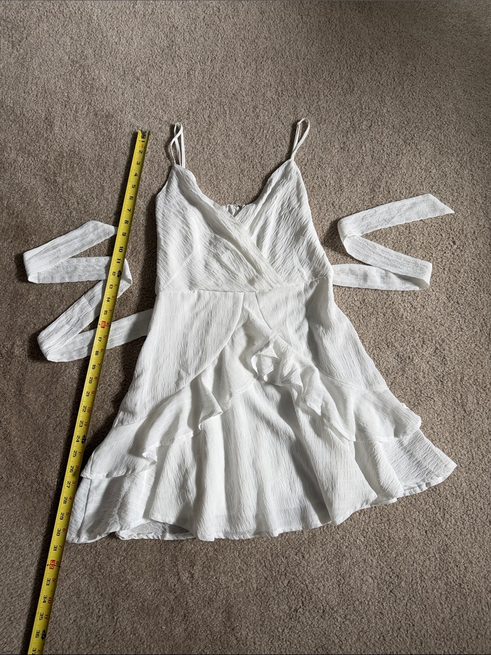 Blue Rain White Surplice Ruffle Wrap Mini Dress
